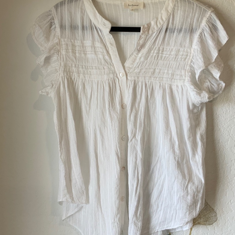 Böhme Ruffle Sleeve Button Down Blouse